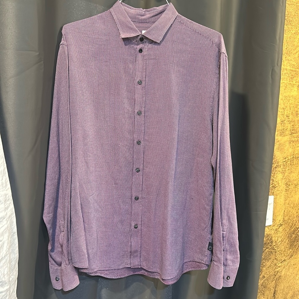 Armani Collezioni purple gingham checkered button shirt. XL Extra Large